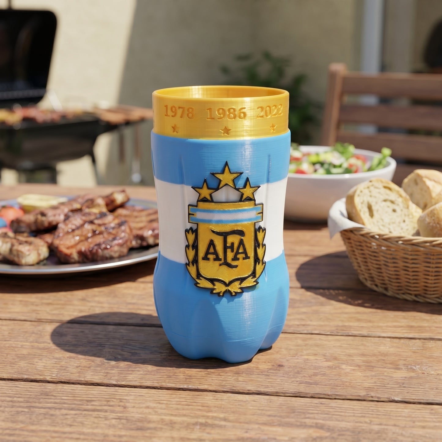 Chop Botella Argentina 3 Estrellas en uso