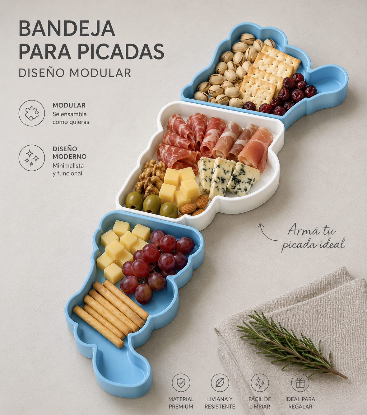Bandeja Modular Argentina para Picadas | Totesti
