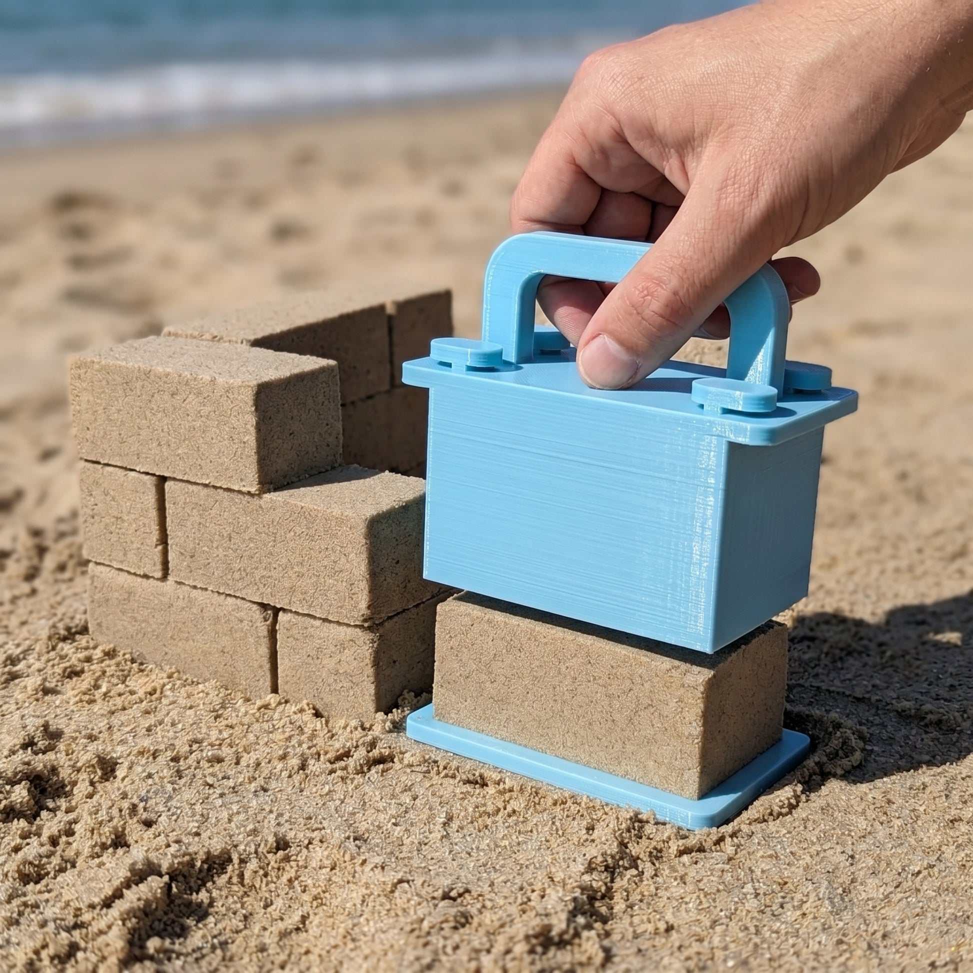 Molde Ladrillo para Castillos de Arena en uso