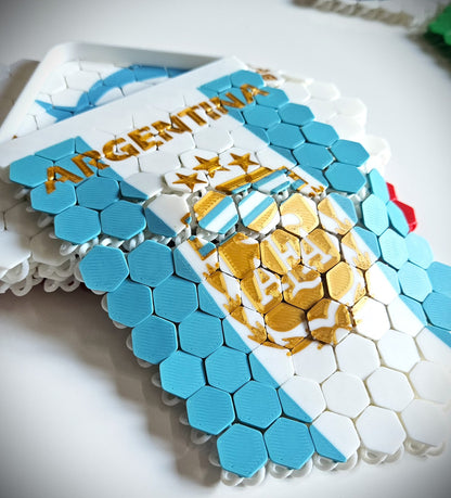 Detalle del banderin Argentina Totesti impreso en 3D
