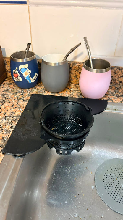 Canasta filtro negra Totesti para fregadero antiguo curvo con division central