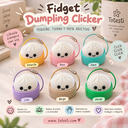 Llavero Fidget Dumpling Clicker Totesti en amarillo, rosa, aqua, lila, beige y verde