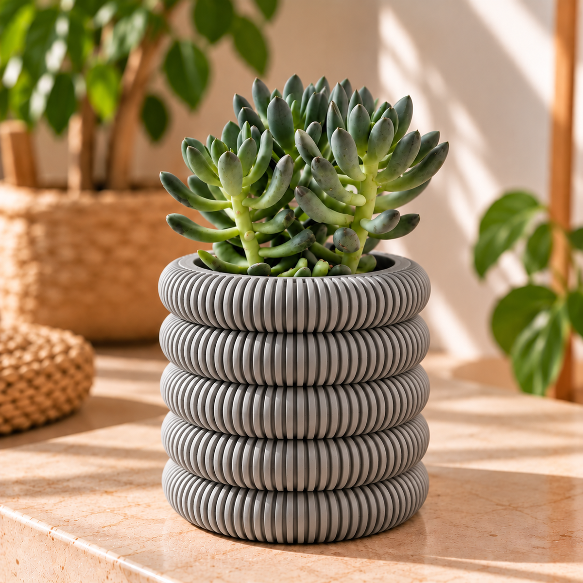 Maceta LOOP Totesti en acabado Gris